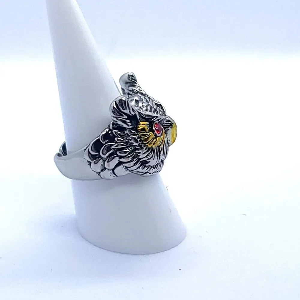 Red-Eye Owl Statement Ring 🦉 Symbol of Wisdom, Protection & Karma | Adjustable